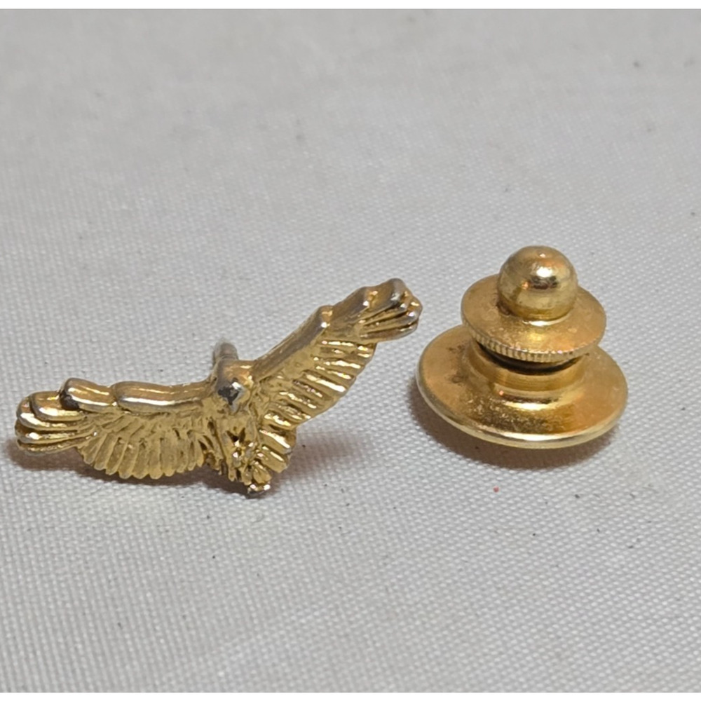 Antiqued Gold Tone Eagle Lapel Pin Hat Lanyard Pins Tie Tack